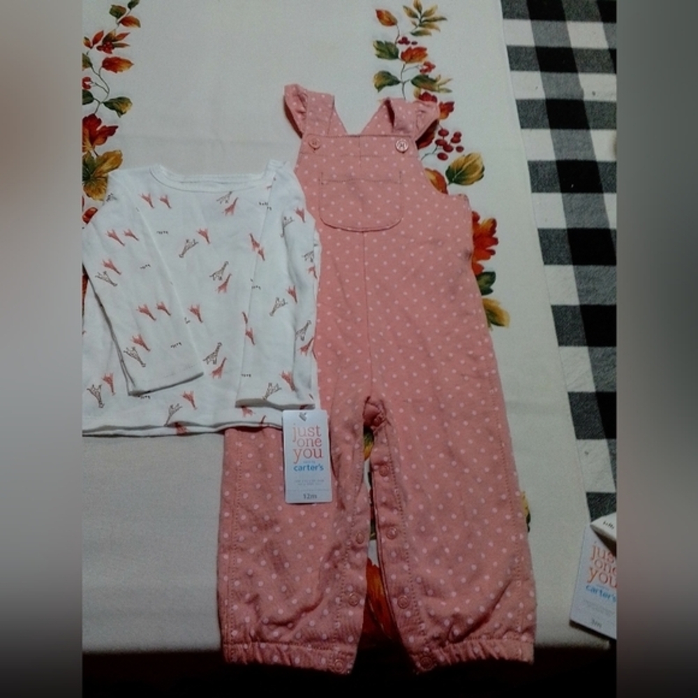 NWT Carter's two piece overalls and shirt set